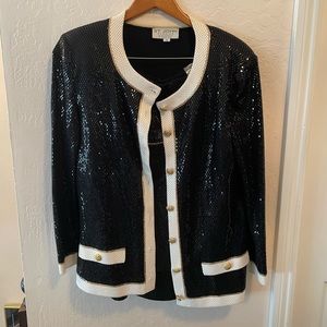 St. John Evening Marie Gray 3-Piece Suit Size 14.